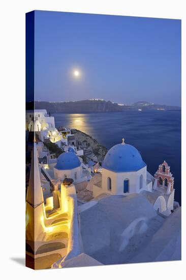 Moon over the Town of Oia, Santorini, Kyclades, South Aegean, Greece, Europe-Christian Heeb-Premier Image Canvas
