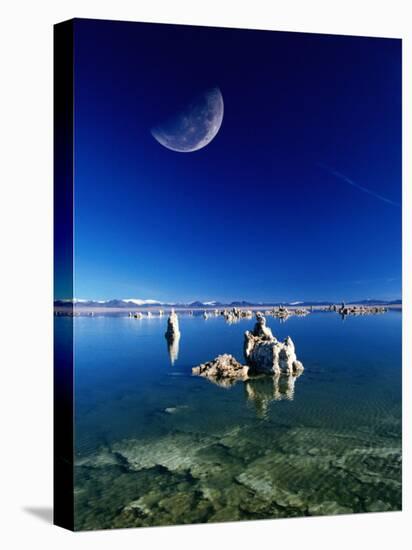 Moon Over Tufa Formations, Mono Lake Tufa State Reserve, Mono Lake, U.S.A.-Mark Newman-Premier Image Canvas