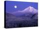 Moon Rises Over Mt. Hood, Oregon Cascades, USA-Janis Miglavs-Premier Image Canvas