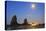 Moon Set over Neadles, Canon Beach, Oregon Coast, Pacific Northwest-Craig Tuttle-Premier Image Canvas