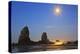 Moon Set over Neadles, Canon Beach, Oregon Coast, Pacific Northwest-Craig Tuttle-Premier Image Canvas