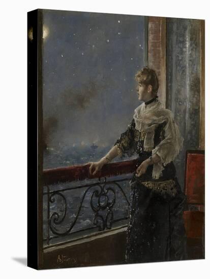Moonlight (Au Clair De La Lune), C.1885 (Oil on Panel)-Alfred Emile Stevens-Premier Image Canvas