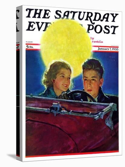 "Moonlit Car Ride," Saturday Evening Post Cover, January 7, 1933-Eugene Iverd-Premier Image Canvas