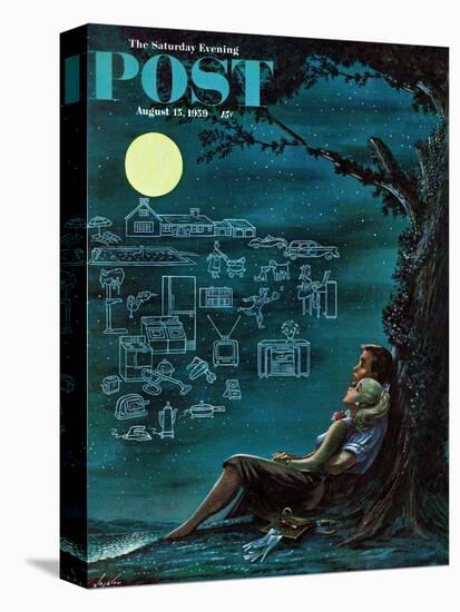 "Moonlit Future" Saturday Evening Post Cover, August 15, 1959-Constantin Alajalov-Premier Image Canvas