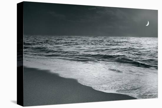 Moonrise Beach Black and White-Sue Schlabach-Stretched Canvas