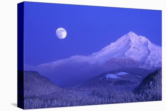 Moonrise over Mt. Hood, Oregon, USA-Janis Miglavs-Premier Image Canvas