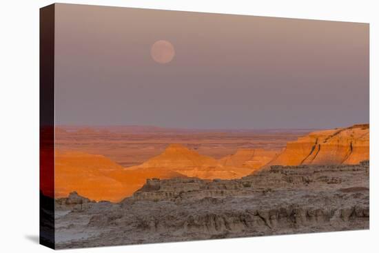 Moonrise over Rugged Landscape at Sunset, South Dakota, USA-Jaynes Gallery-Premier Image Canvas