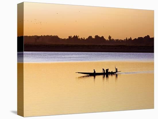 Mopti, at Sunset, a Boatman in a Pirogue Ferries Passengers across the Niger River to Mopti, Mali-Nigel Pavitt-Premier Image Canvas