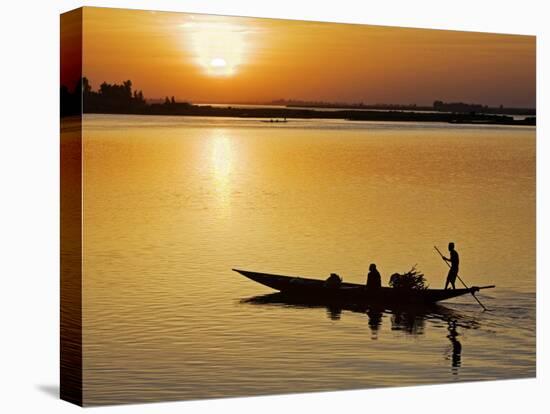 Mopti, at Sunset, a Boatman in a Pirogue Ferries Passengers across the Niger River to Mopti, Mali-Nigel Pavitt-Premier Image Canvas