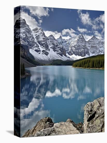 Moraine Lake in the Fall with Fresh Snow, Banff National Park, UNESCO World Heritage Site, Alberta,-James Hager-Premier Image Canvas