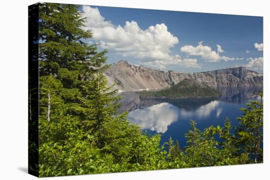 Morning, Crater Lake and Wizard Island, Crater Lake National Park, Oregon, USA-Michel Hersen-Premier Image Canvas