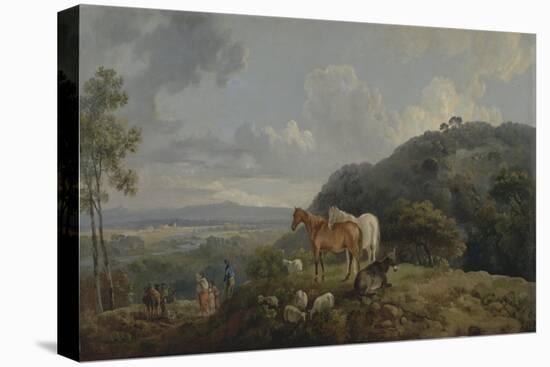 Morning: Landscape with Mares and Sheep, C.1770-80-George the Elder Barret-Premier Image Canvas