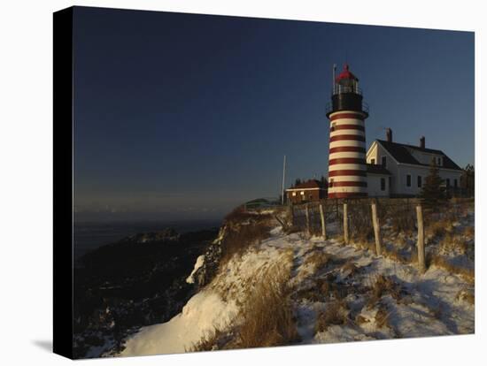 Morning Sunlight Strikes the West Quoddy Head Lighthouse, Lubec, Maine-Michael C. York-Premier Image Canvas
