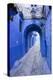 Morocco. A blue alley in the hill town of Chefchaouen.-Brenda Tharp-Premier Image Canvas