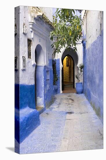 Morocco, Chaouen. Narrow Street Lined with Blue Buildings-Emily Wilson-Premier Image Canvas