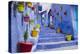 Morocco, Chaouen. Plantings in Colorful Pots Line the Narrow Corridors-Emily Wilson-Premier Image Canvas