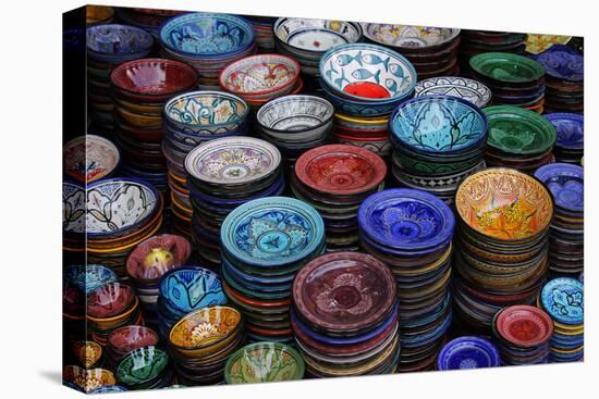 Morocco, Marrakech. Moroccan Hand-Painted Glazed Ceramic Dishes-Kymri Wilt-Premier Image Canvas