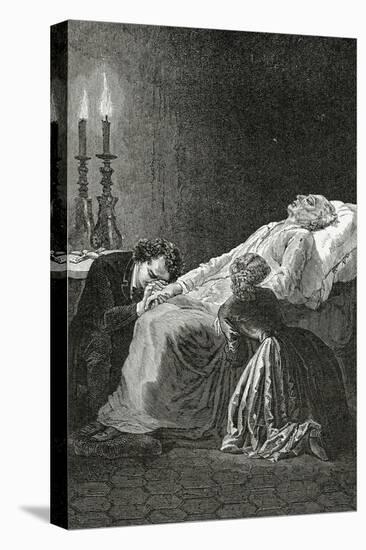 Mort De Jean Valjean Entre Cosette Et Marius - Illustration from Les Misérables,19th Century-Alphonse Marie de Neuville-Premier Image Canvas