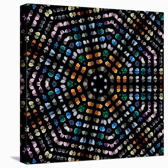 Mosaic Pattern Abstract of Semi-Precious Gemstones Stones and Minerals Isolated on Black Background-Madlen-Premier Image Canvas
