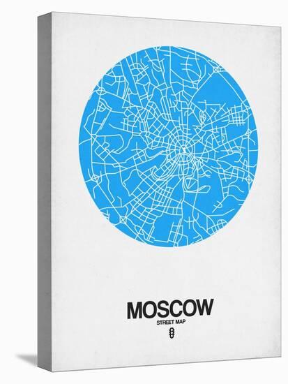 Moscow Street Map Blue-NaxArt-Stretched Canvas