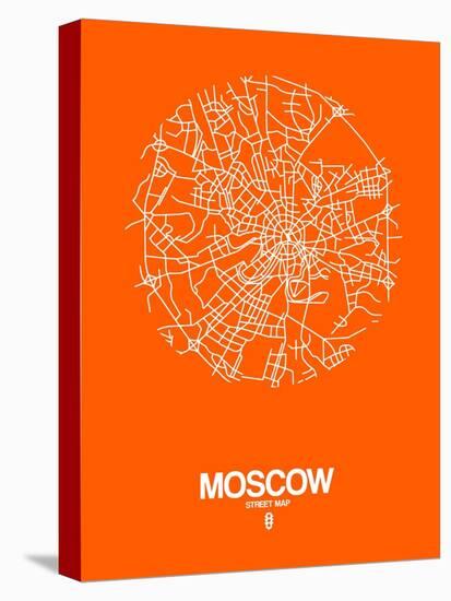 Moscow Street Map Orange-NaxArt-Stretched Canvas