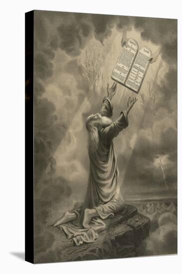 Moses Receiving the Ten Commandments-Science Source-Premier Image Canvas