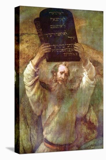 Moses with the Commandments-Rembrandt van Rijn-Stretched Canvas