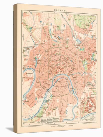 'Moskau' - A Map Of Moscow, 1892-Friedrich Arnold Brockhaus-Stretched Canvas