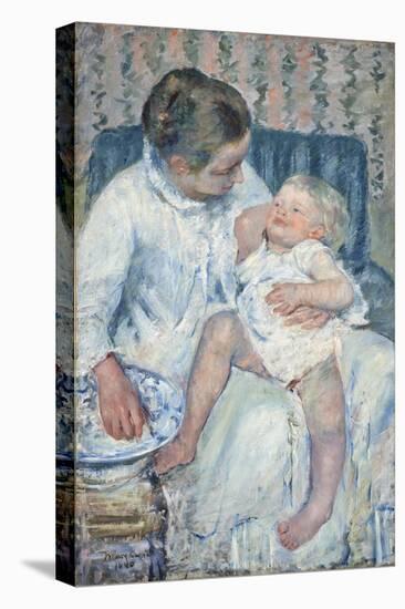 Mother About to Wash Her Sleepy Child, 1880-Mary Cassatt-Premier Image Canvas