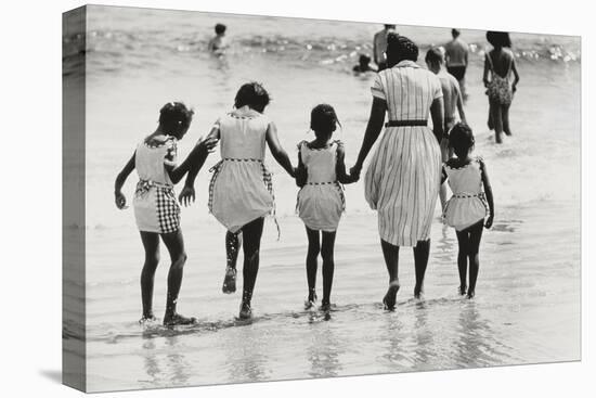 Mother and 4 Daughters Entering Water at Coney Island, Untitled 37, c.1953-64-Nat Herz-Premier Image Canvas