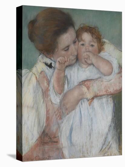 Mother and Child on a Green Background or Maternity-Mary Cassatt-Premier Image Canvas