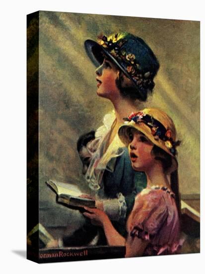 Mother and Daughter Singing in Church-Norman Rockwell-Premier Image Canvas