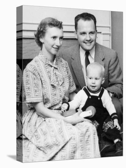 Mother and Father Pose with New Baby Boy, Ca. 1960.-Kirn Vintage Stock-Premier Image Canvas