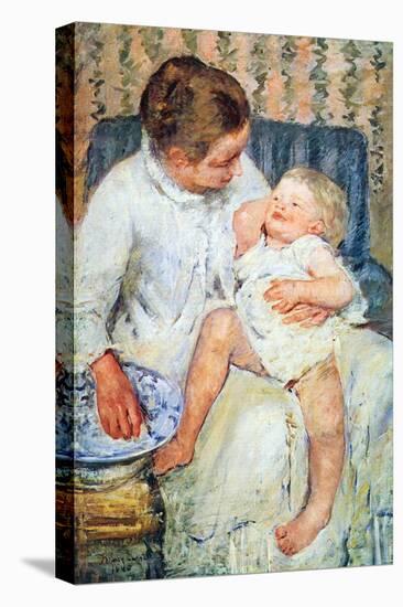 Mother Washing The Tired Child-Mary Cassatt-Stretched Canvas