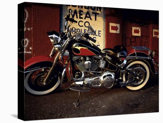Motorcycle with Brick Wall and Graffiti-null-Premier Image Canvas