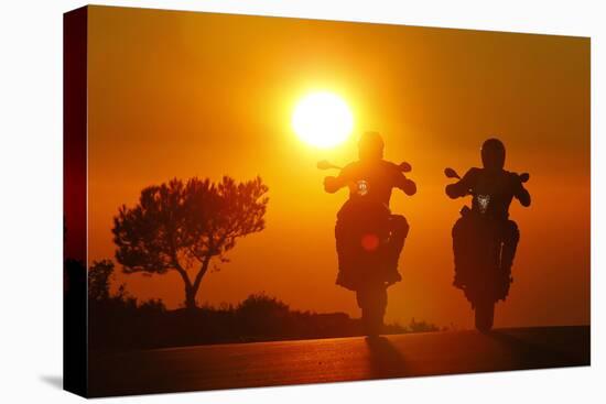 Motorcycles, Funbikes, Husquarna Nuda 900R and Ktm 990 Smc, Back Light, Sundown, Country Road-Fact-Premier Image Canvas