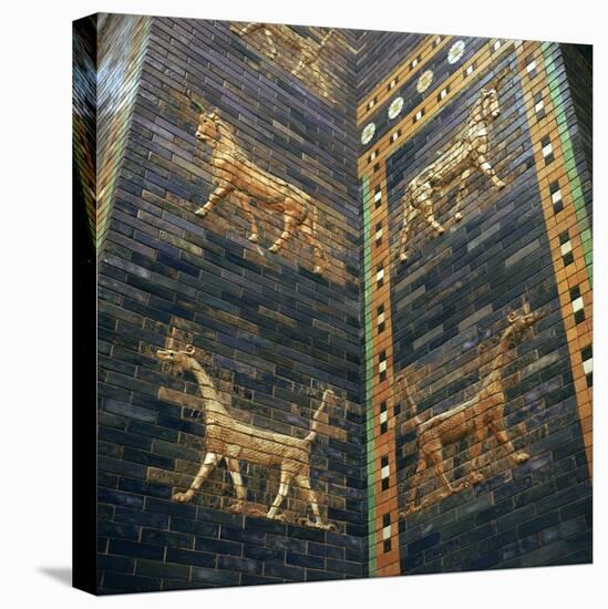 Moulded bricks from the Ishtar Gate showing lions and mushrushu, 7th century BC Artist: Unknown-Unknown-Premier Image Canvas