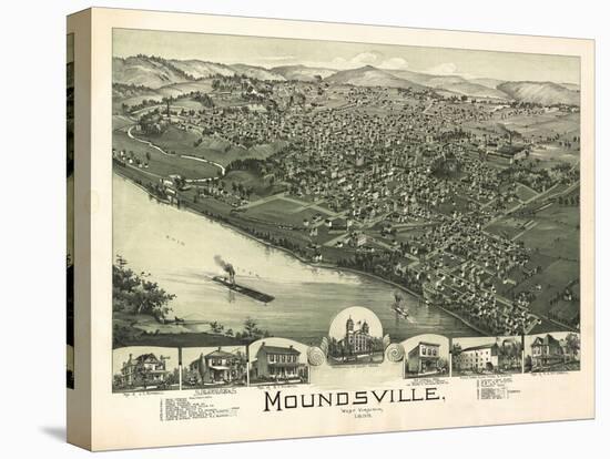 Moundsville, West Virginia - Panoramic Map-Lantern Press-Stretched Canvas