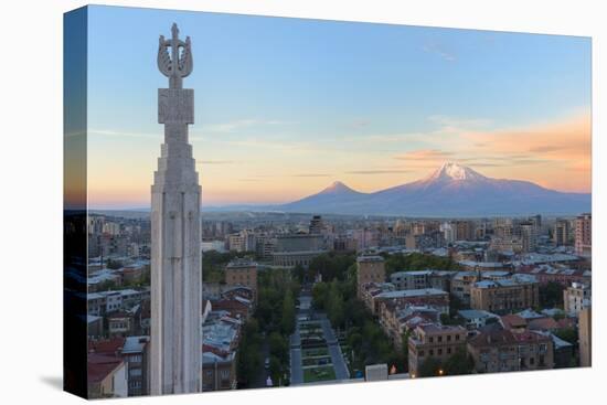 Mount Ararat and Yerevan viewed from Cascade at sunrise, Yerevan, Armenia, Central Asia, Asia-G&M Therin-Weise-Premier Image Canvas