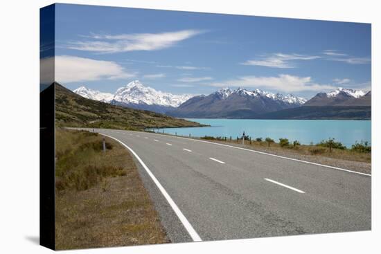 Mount Cook and Lake Pukaki with Empty Mount Cook Road, Mount Cook National Park, Canterbury Region-Stuart Black-Premier Image Canvas