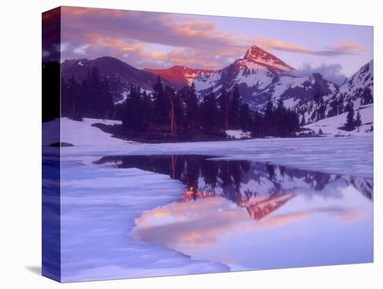 Mount Dana at Sunset Reflecting in Partially Frozen Lake, Sierra Nevada Mountains, California, USA-Christopher Talbot Frank-Premier Image Canvas