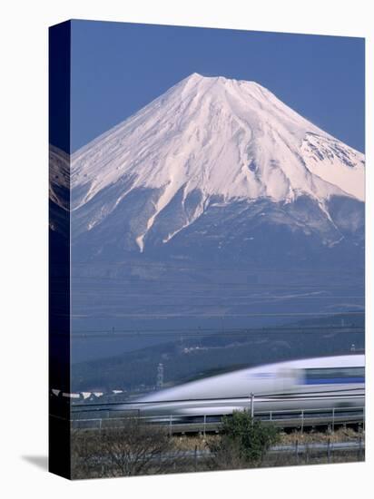Mount Fuji and Bullet Train (Shinkansen), Honshu, Japan-Steve Vidler-Premier Image Canvas