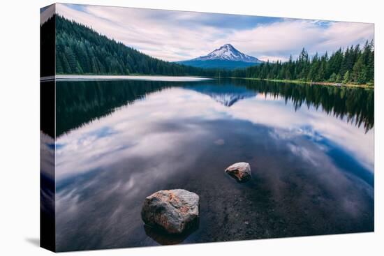 Mount Hood and Clouds in Reflection, Trillium Lake Wilderness Oregon-Vincent James-Premier Image Canvas