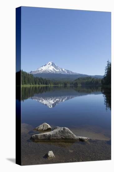 Mount Hood, part of the Cascade Range, perfectly reflected in the still waters of Trillium Lake, Or-Martin Child-Premier Image Canvas