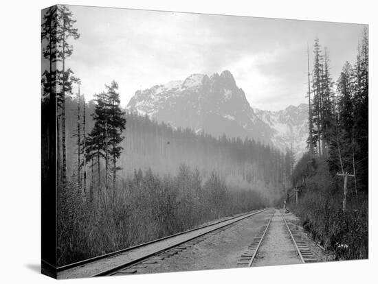 Mount Index and Great Northern Tracks at Index, 1906-Asahel Curtis-Premier Image Canvas