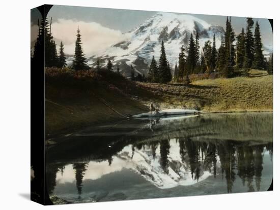 Mount Rainier and One of the Reflection Lakes, 1917-Ashael Curtis-Premier Image Canvas