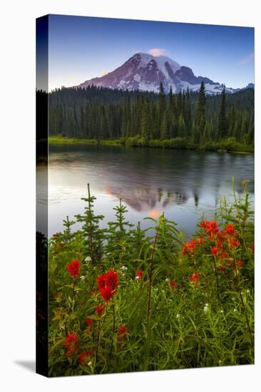 Mount Rainier National Park, Washington: Sunset At Reflection Lakes With Mount Rainier In The Bkgd-Ian Shive-Premier Image Canvas
