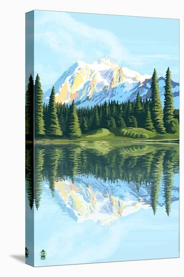 Mount Shuksan (Image Only)-Lantern Press-Stretched Canvas