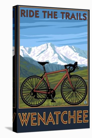 Mountain Bike Scene - Wenatchee, WA-Lantern Press-Stretched Canvas