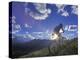 Mountain Biker at Sunset, Canmore, Alberta, Canada-Chuck Haney-Premier Image Canvas